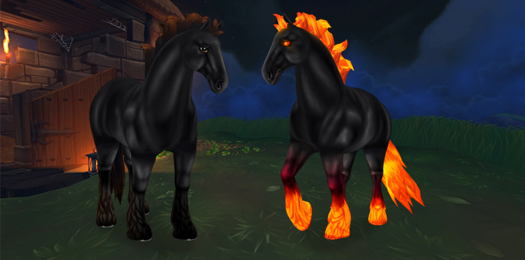 Denne flammende hesten blir til en svart skjønnhet når du kommer til Jorviks befolkede områder.