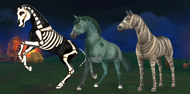 Who wouldn’t want to ride on these cool horses for Halloween?
