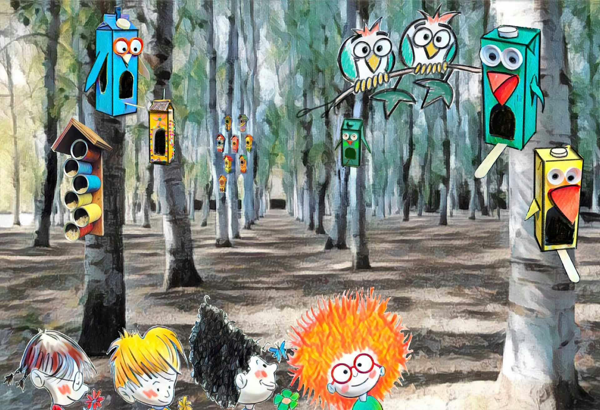 Artwork bambini tra gli alberi