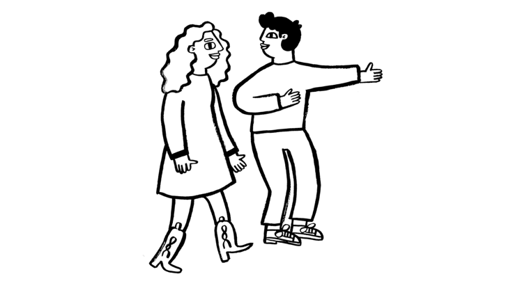 Illustration of person letting another person past