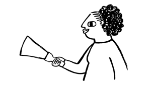 Illustration of person shining a flashlight