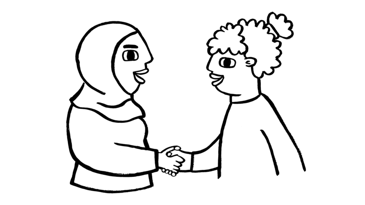 Illustration of people shaking hands 