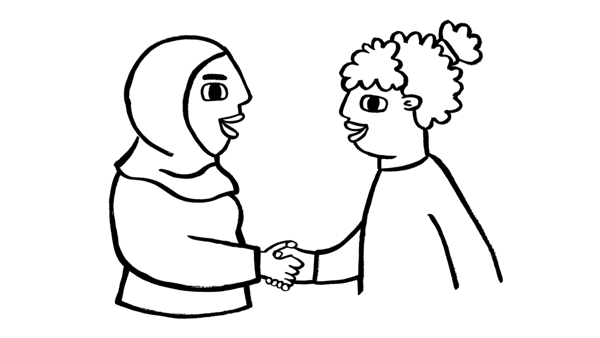 Illustration of people shaking hands 