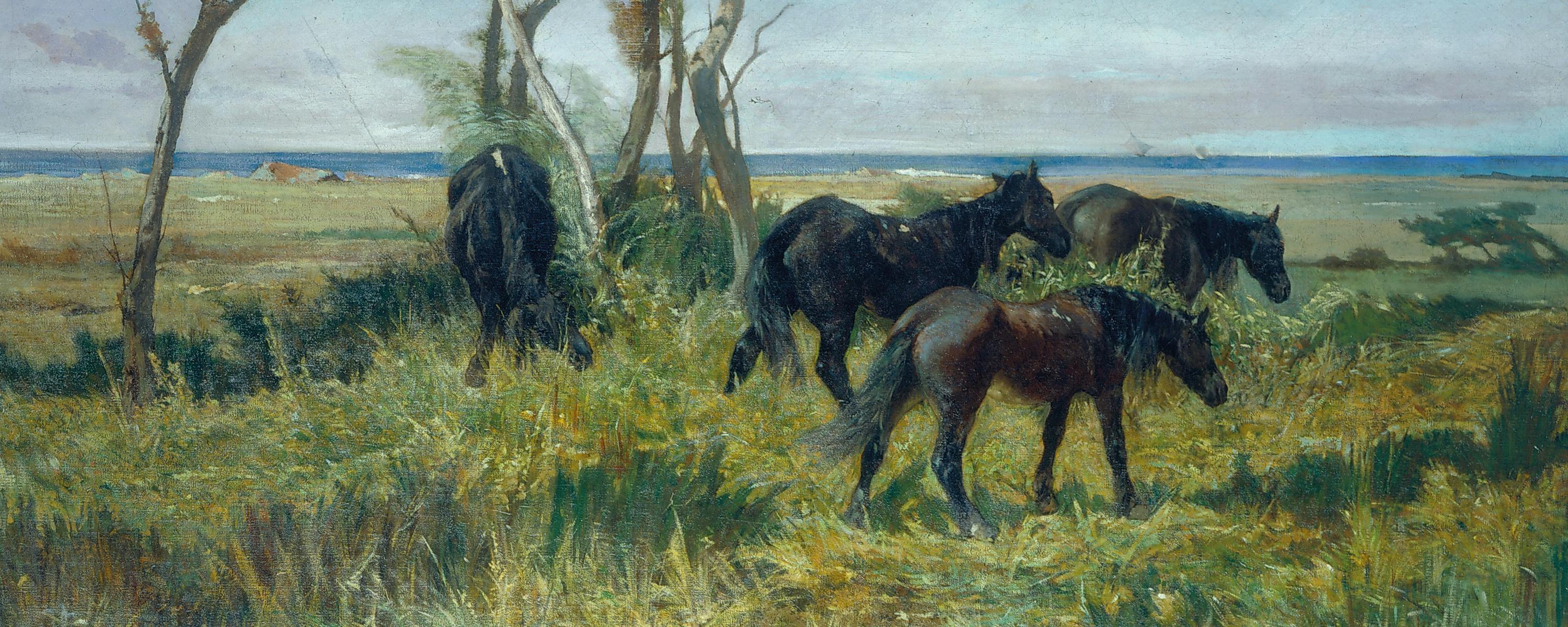 Giovanni Fattori, Pastura maremmana. Cavalli al pascolo Giovanni Fattori, Pastura maremmana. Cavalli al pascolo