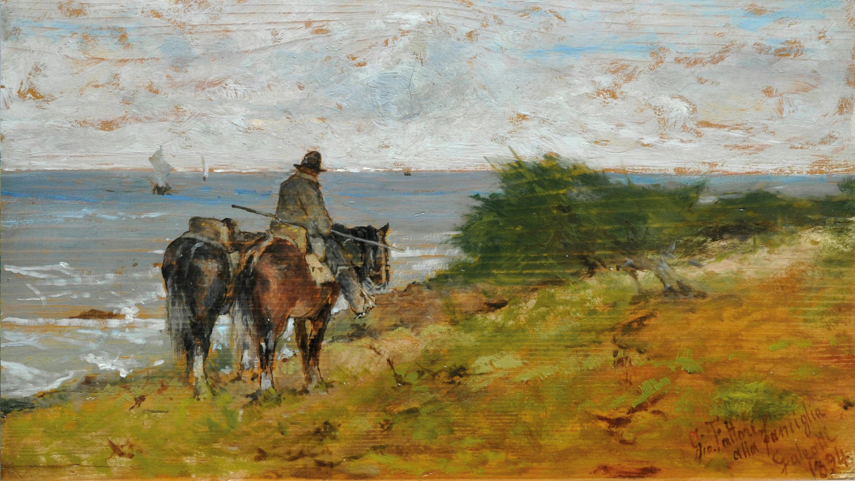 Giovanni Fattori, Buttero e cavalli lungo il mare