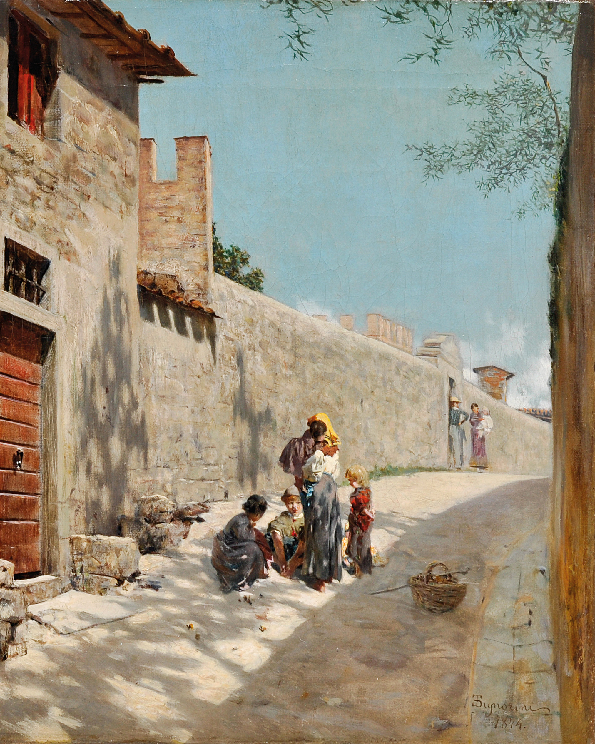 Telemaco Signorini, “Stradina toscana con figure”