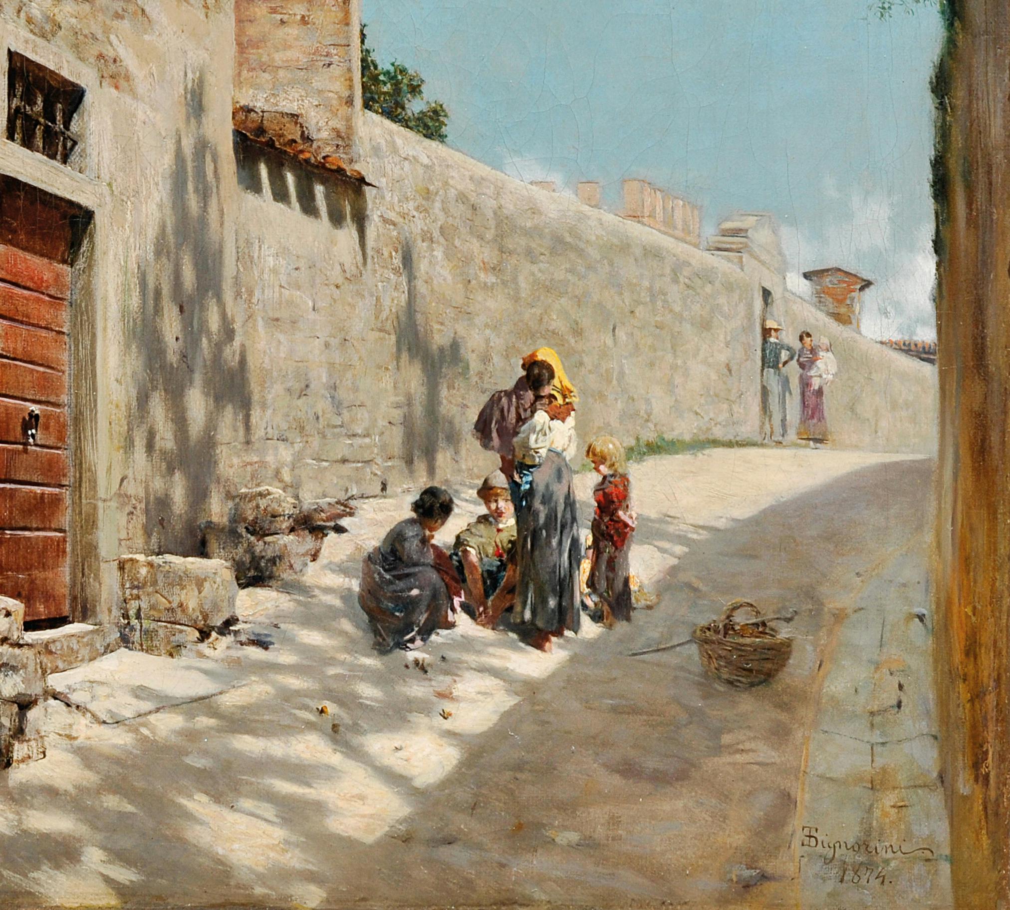 Telemaco Signorini, “Stradina toscana con figure” Telemaco Signorini, “Stradina toscana con figure”