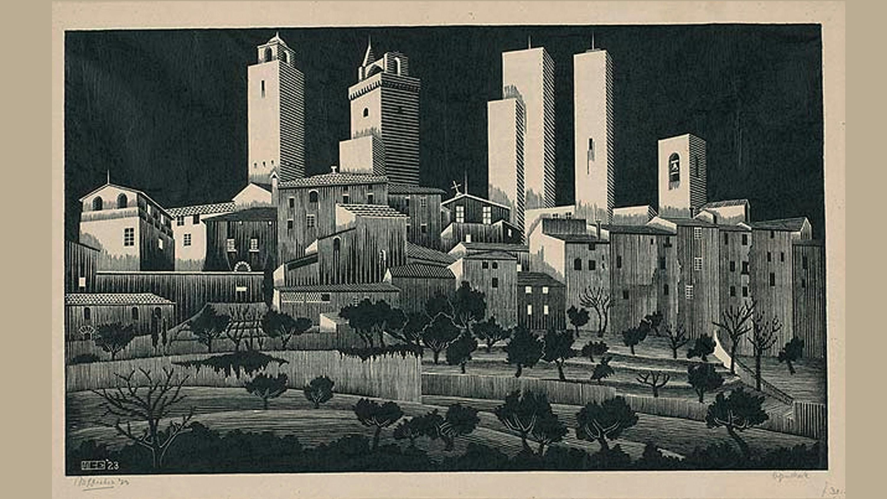 Maurits Cornelis Escher, "San Gimignano", 1923