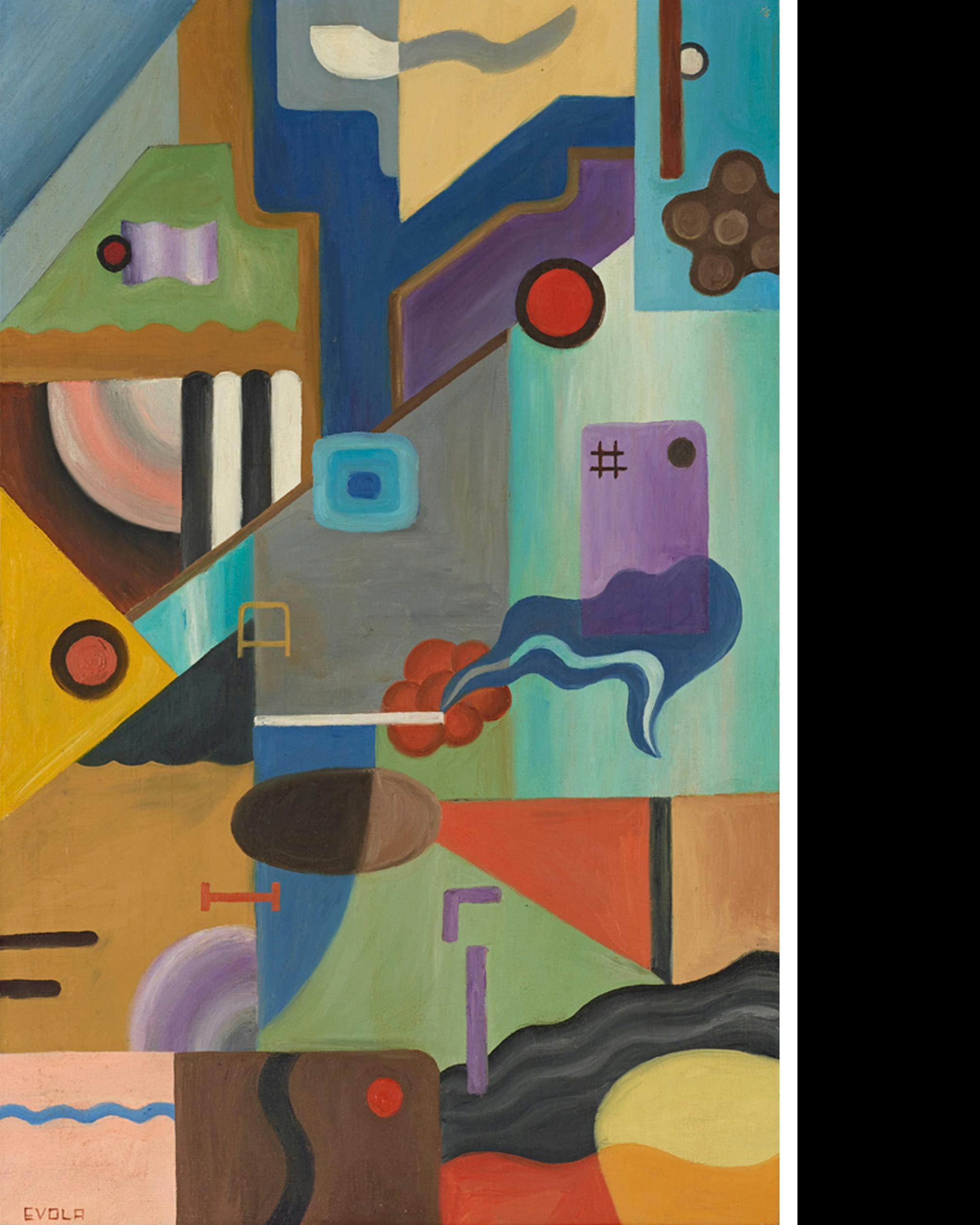 Julius Evola, "Paesaggio Dada (Paesaggio Interiore)", 1920, olio su tela - Mart, Collezione VAF Stiftung