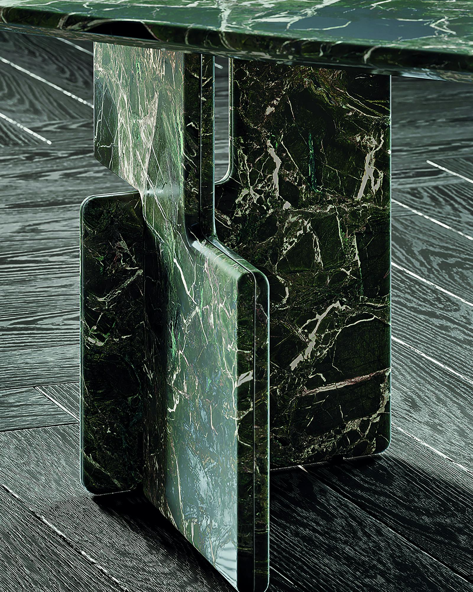 Particolare del tavolo Nico disegnato da Hannes Peer per Minotti