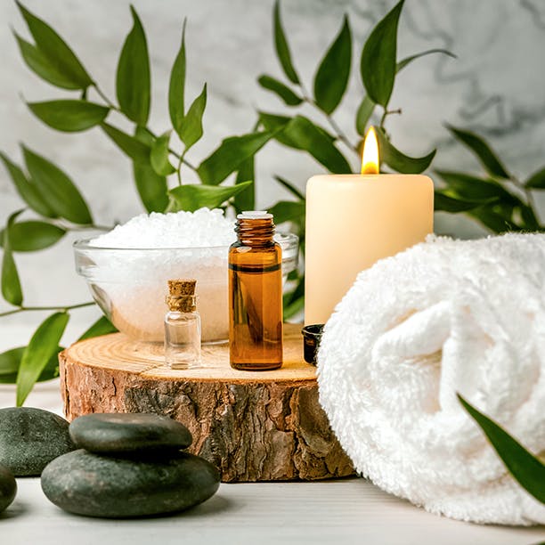 Spa items on wood