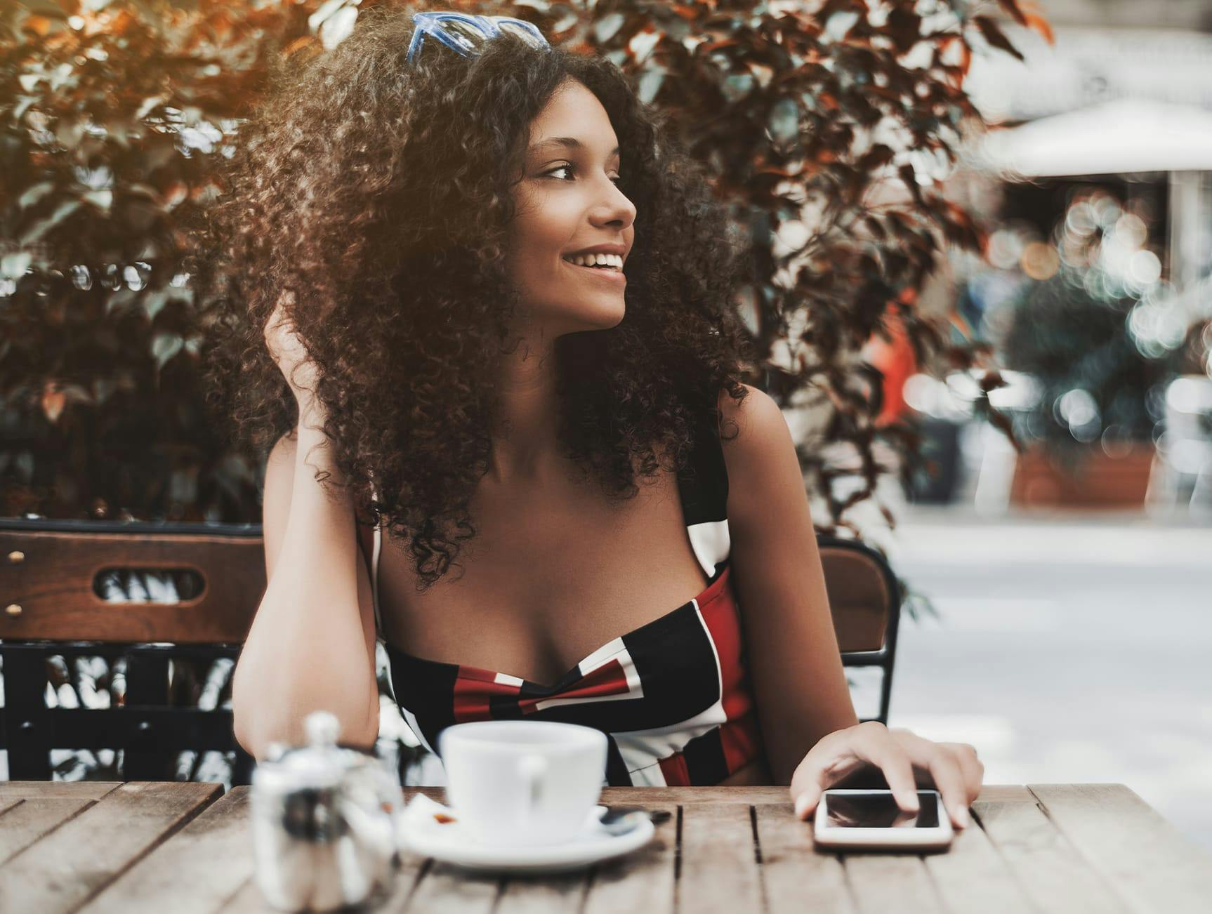 Woman sitting at a table