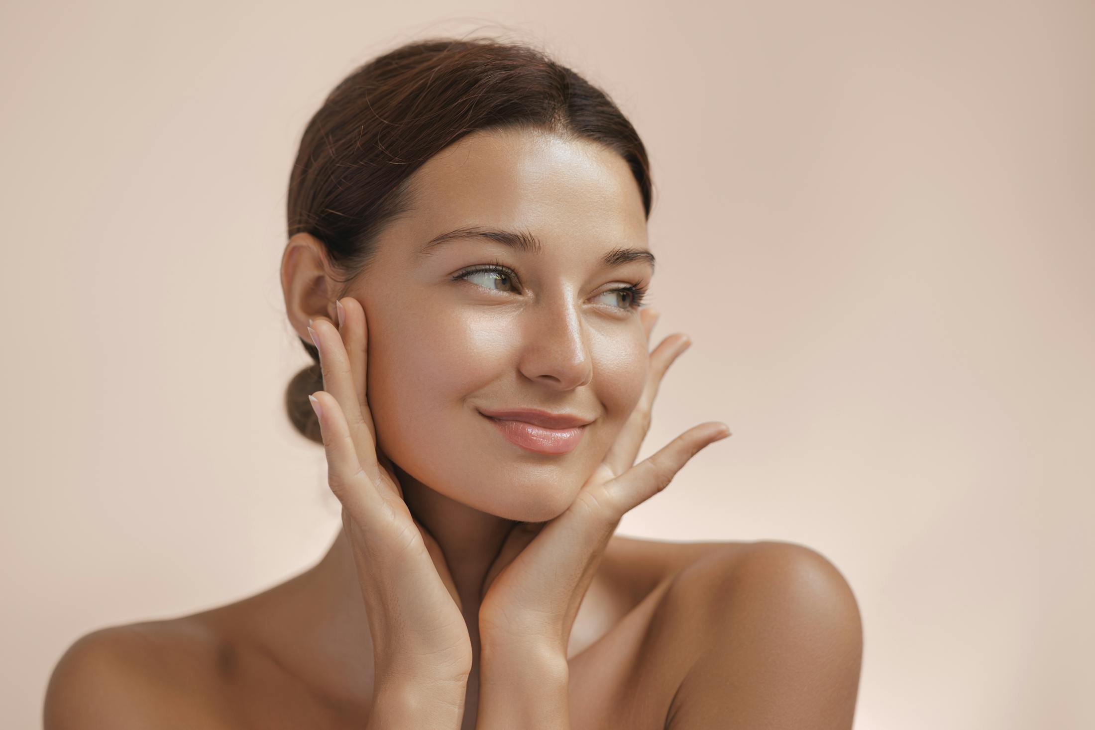 Woman touching her face