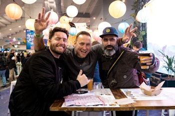 Happy punters at Deep Creek Stall number 1 at Beervana 2021