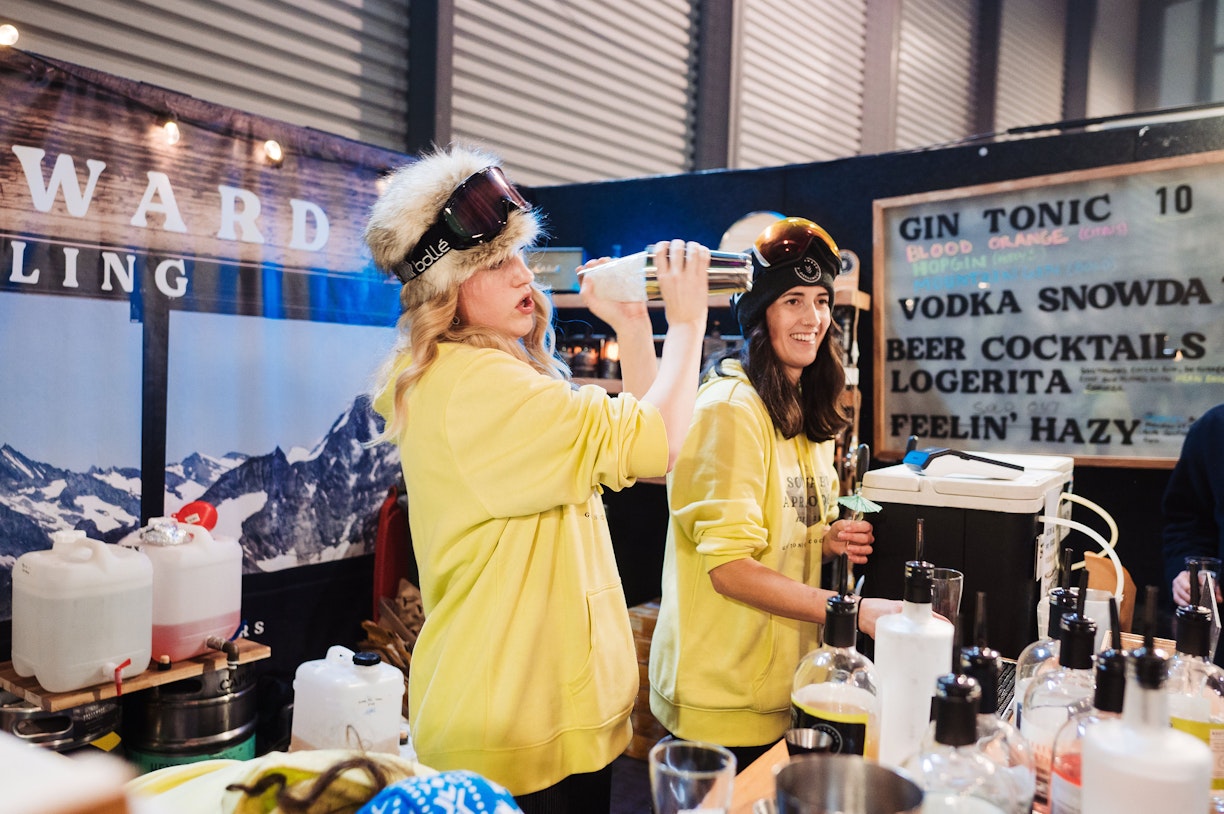 Southward Distilling mixing a beer-inspired cocktail