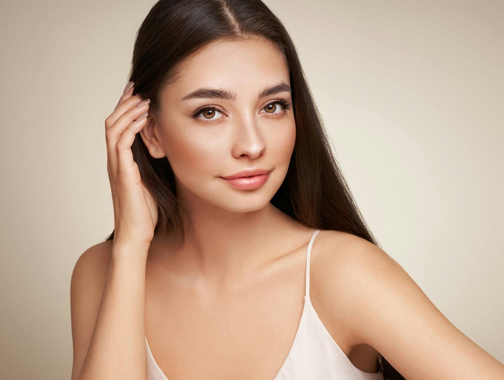 woman with long brunette hair