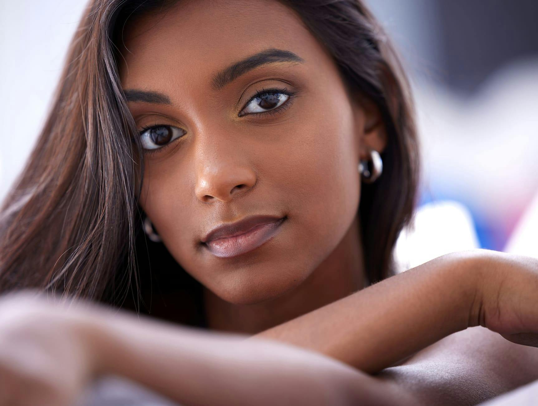 woman with hoop earrings