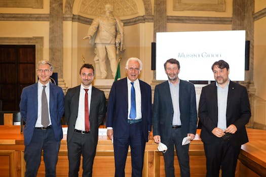 Foto di gruppo con Stefano Casciu, Lorenzo Falchi, Eugenio Giani, Datio Franceschini e Tomaso Montanari
