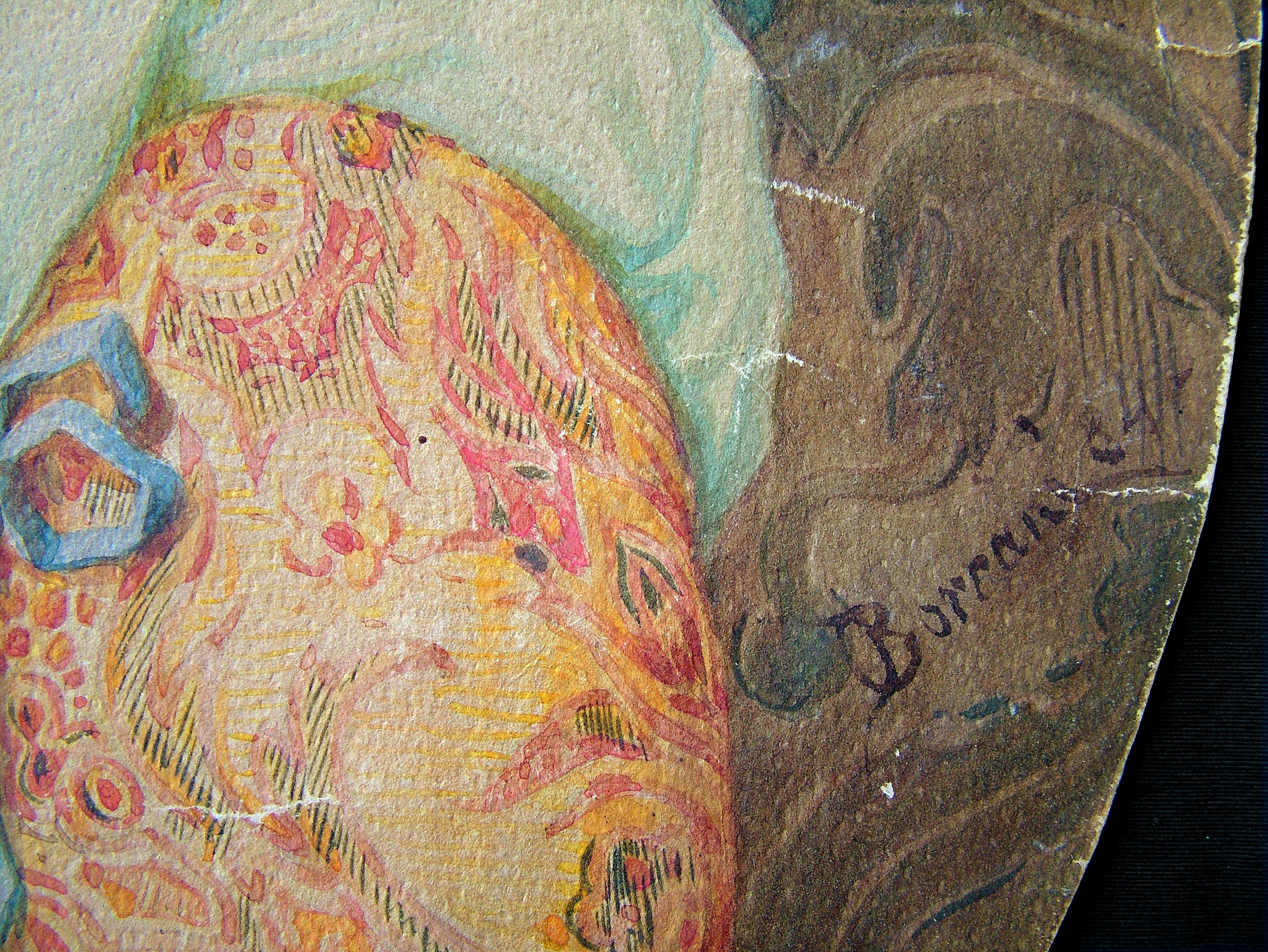 Dettaglio dell'acquerello con fima del Borrani