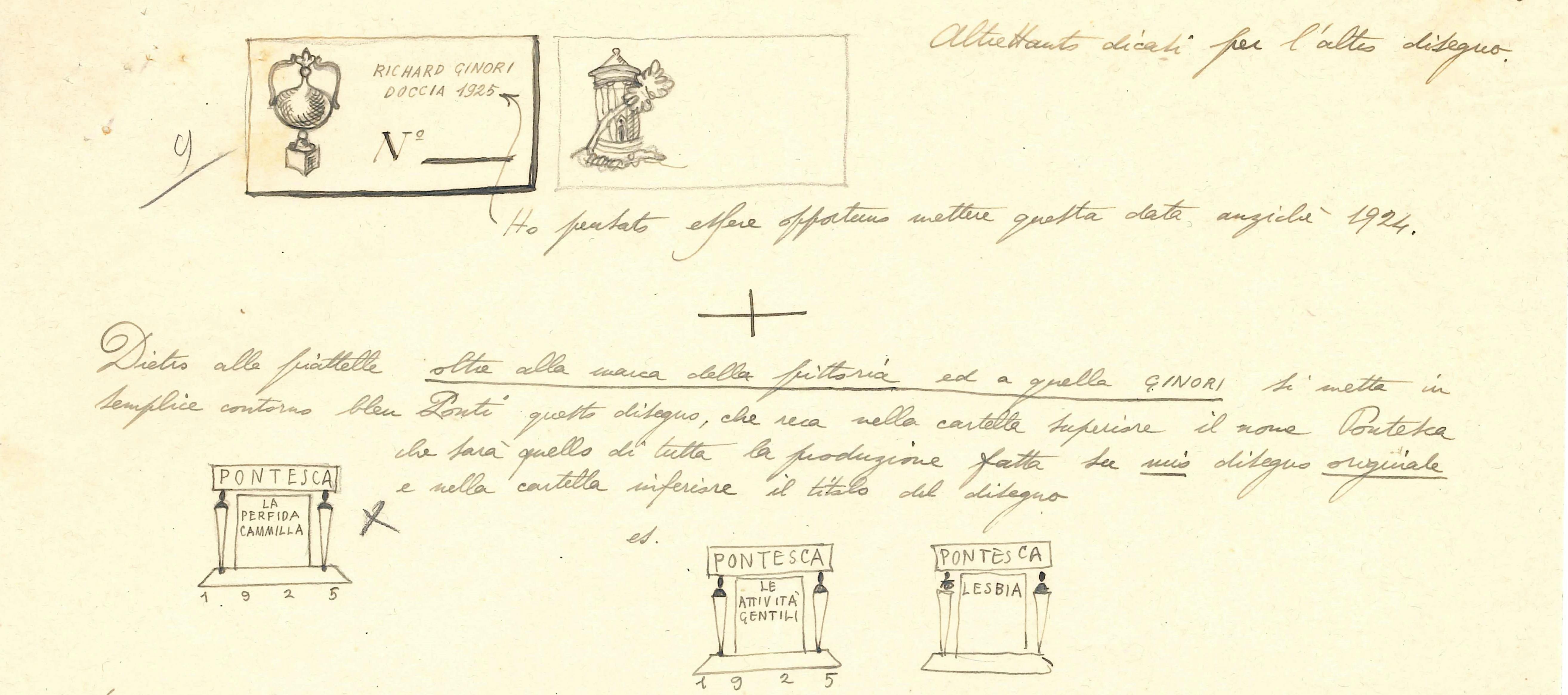 Lettera manoscritta con disegni e testi che spiegano quali loghi usare