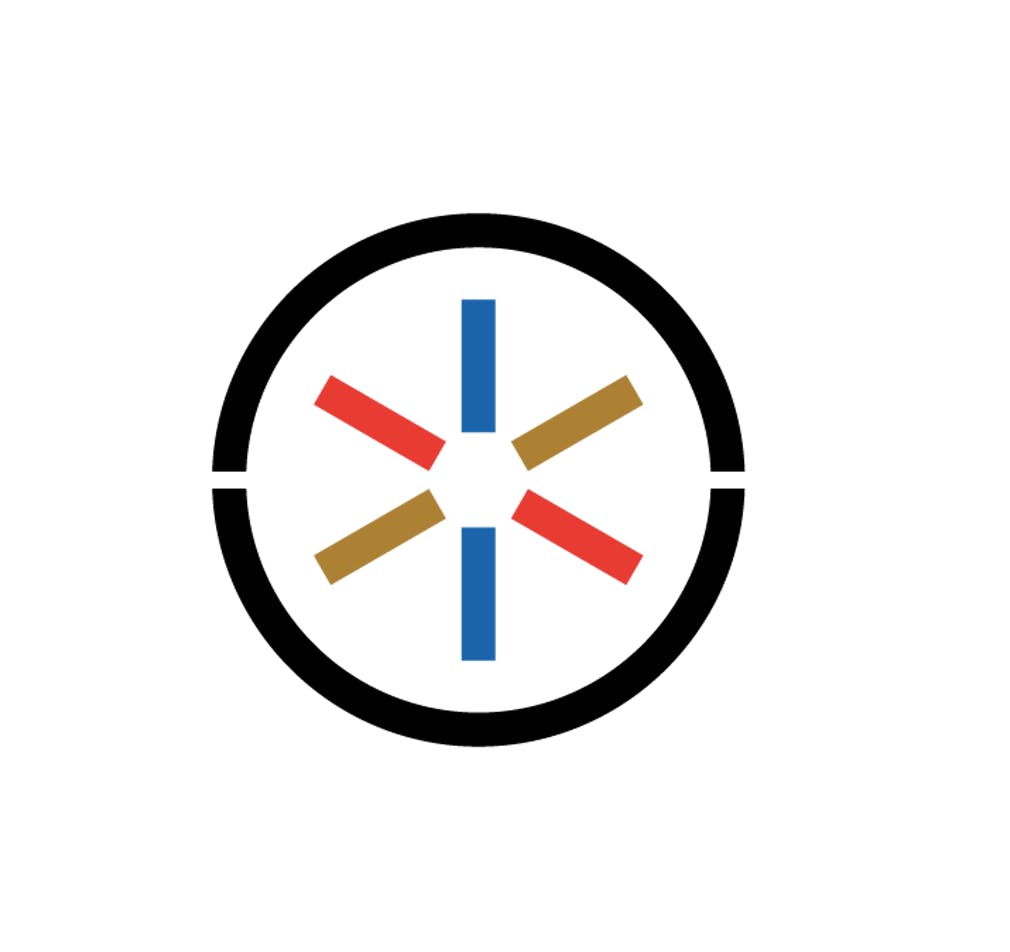Dettaglio del logo con stellina stilizzata multicolore