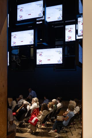 Una vista della sala Agorà durante la conferenza stampa