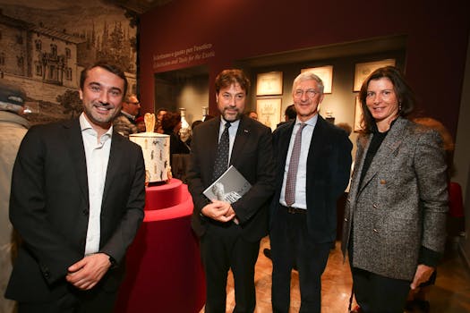 Lorenzo Falchi, Tomaso Montanari e Stefano Casciu con Livia Frescobaldi