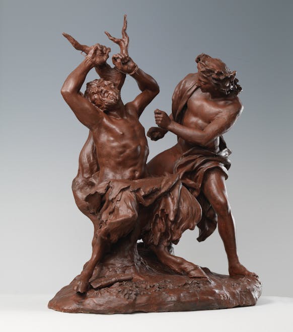 Gruppo scultoreo in cera raffigurante due figure mitologiche