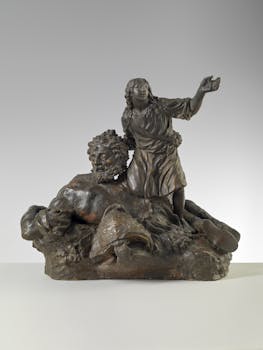 Gruppo scultoreo in cera e gesso raffigurante David vittorioso su Golia