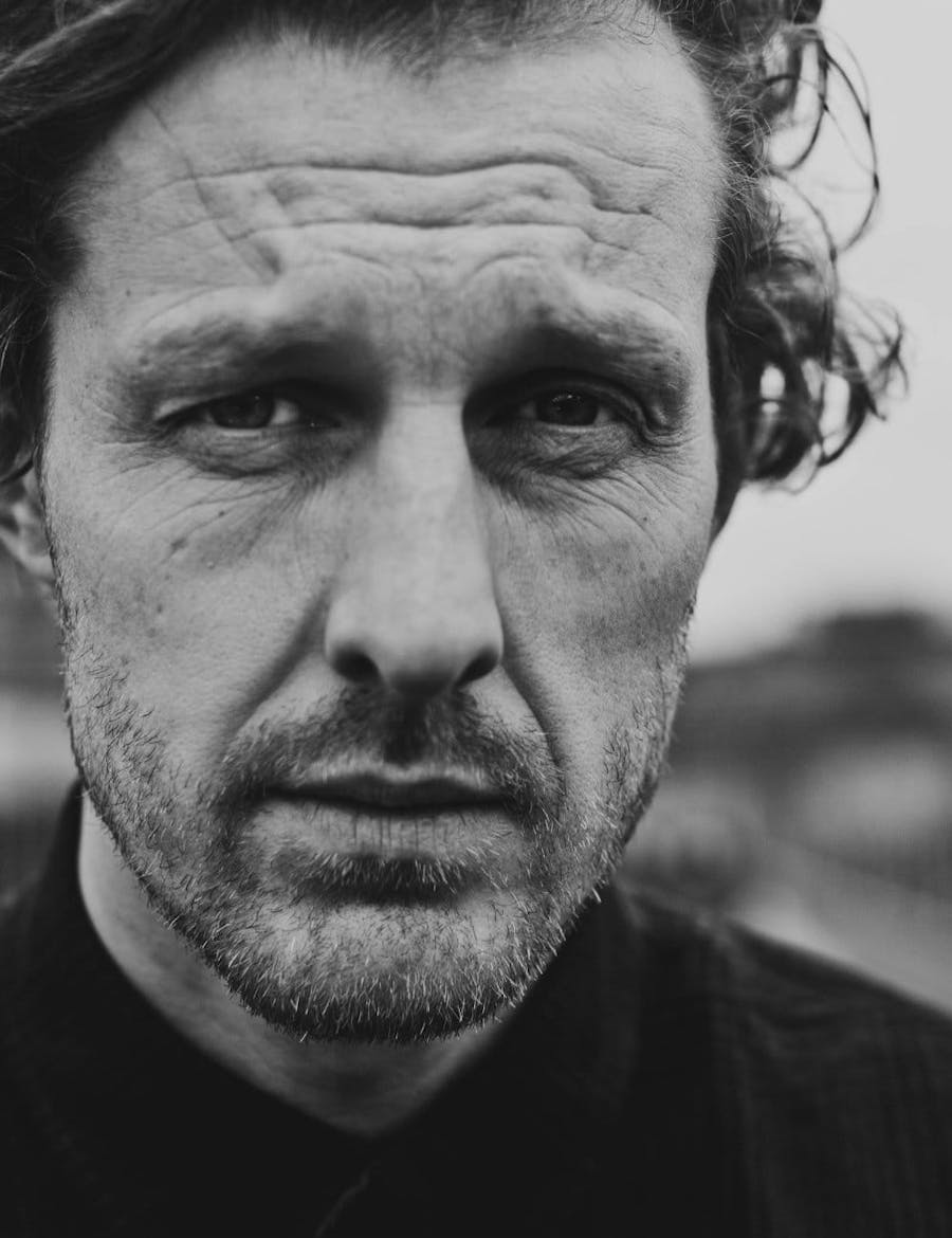 A man's wrinkled face