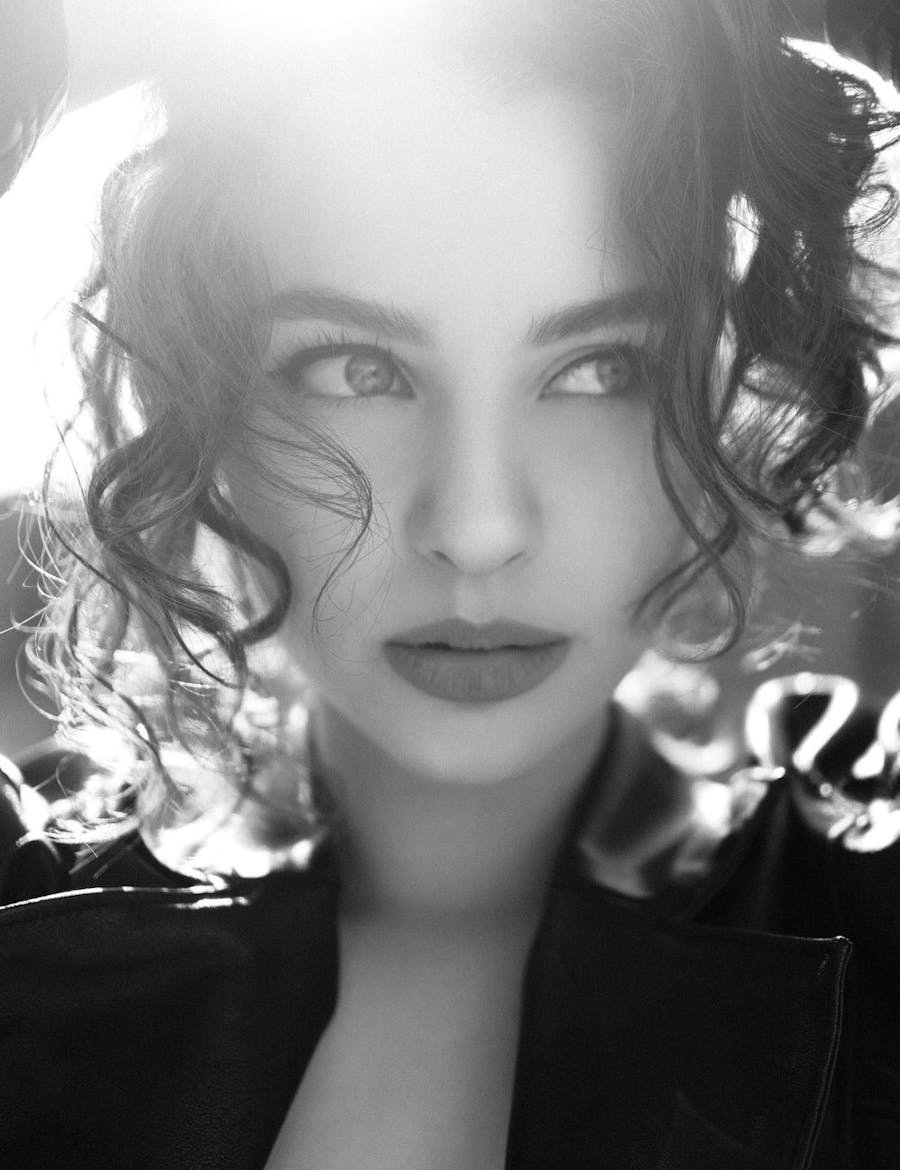 Backlit beautiful woman.