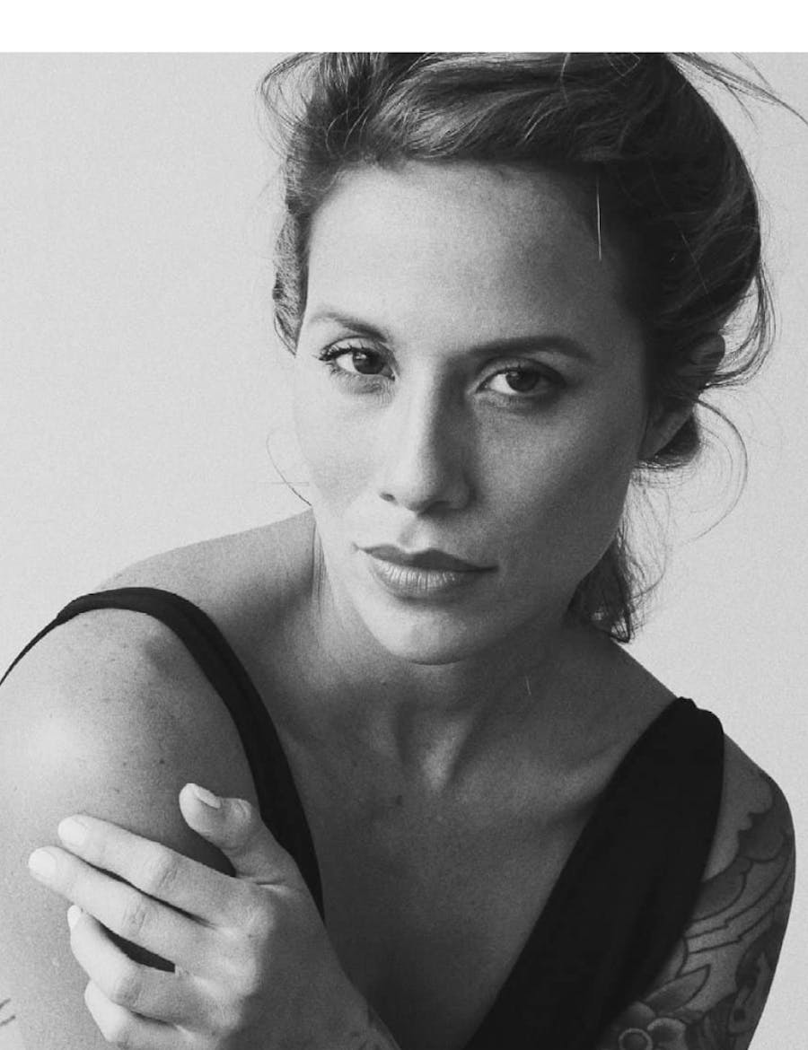 Beautiful woman staring straight into the camera