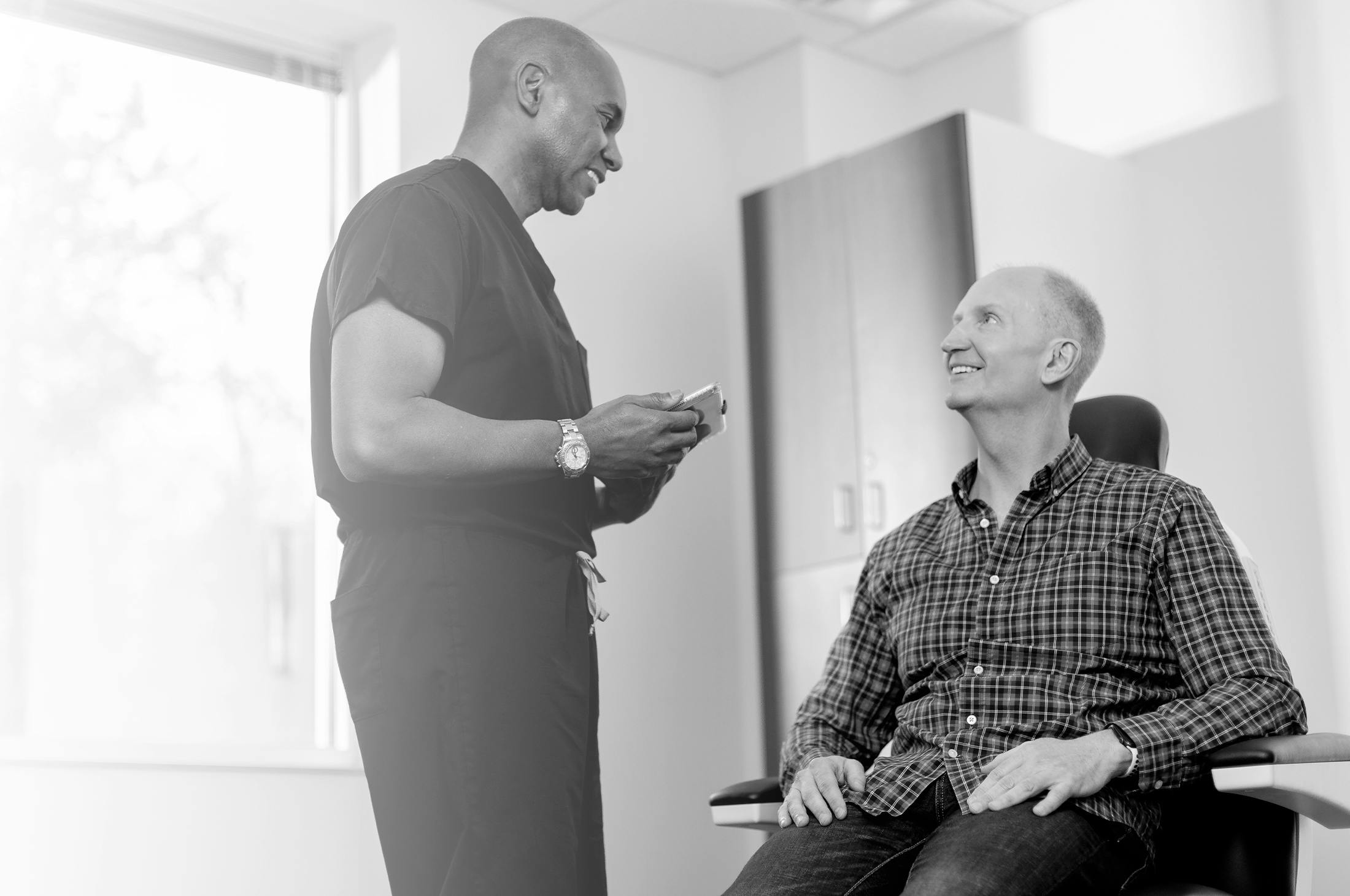 Two men speaking