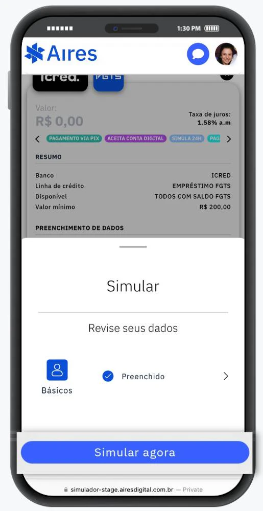 Pagina mostrando Revisão de dados