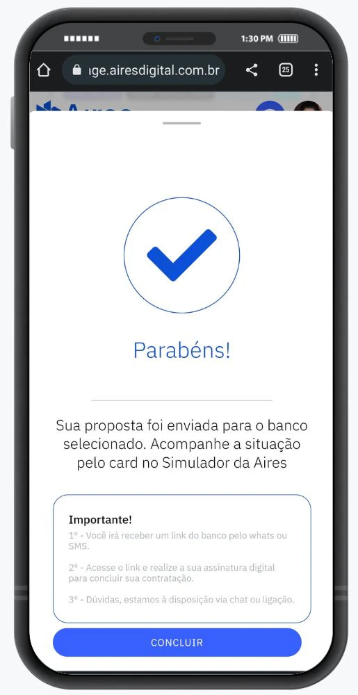 Concluindo contratação de uma proposta