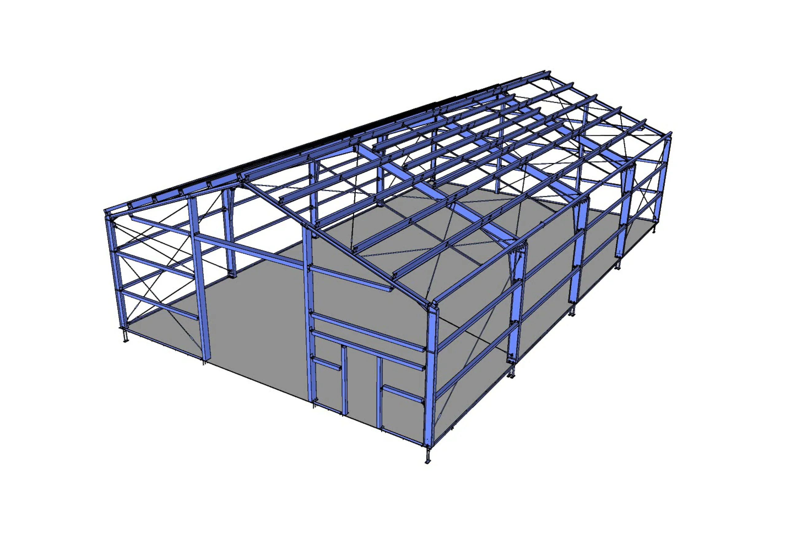 Teikning af 250 fermetra stálgrindarhúsi frá BYKO