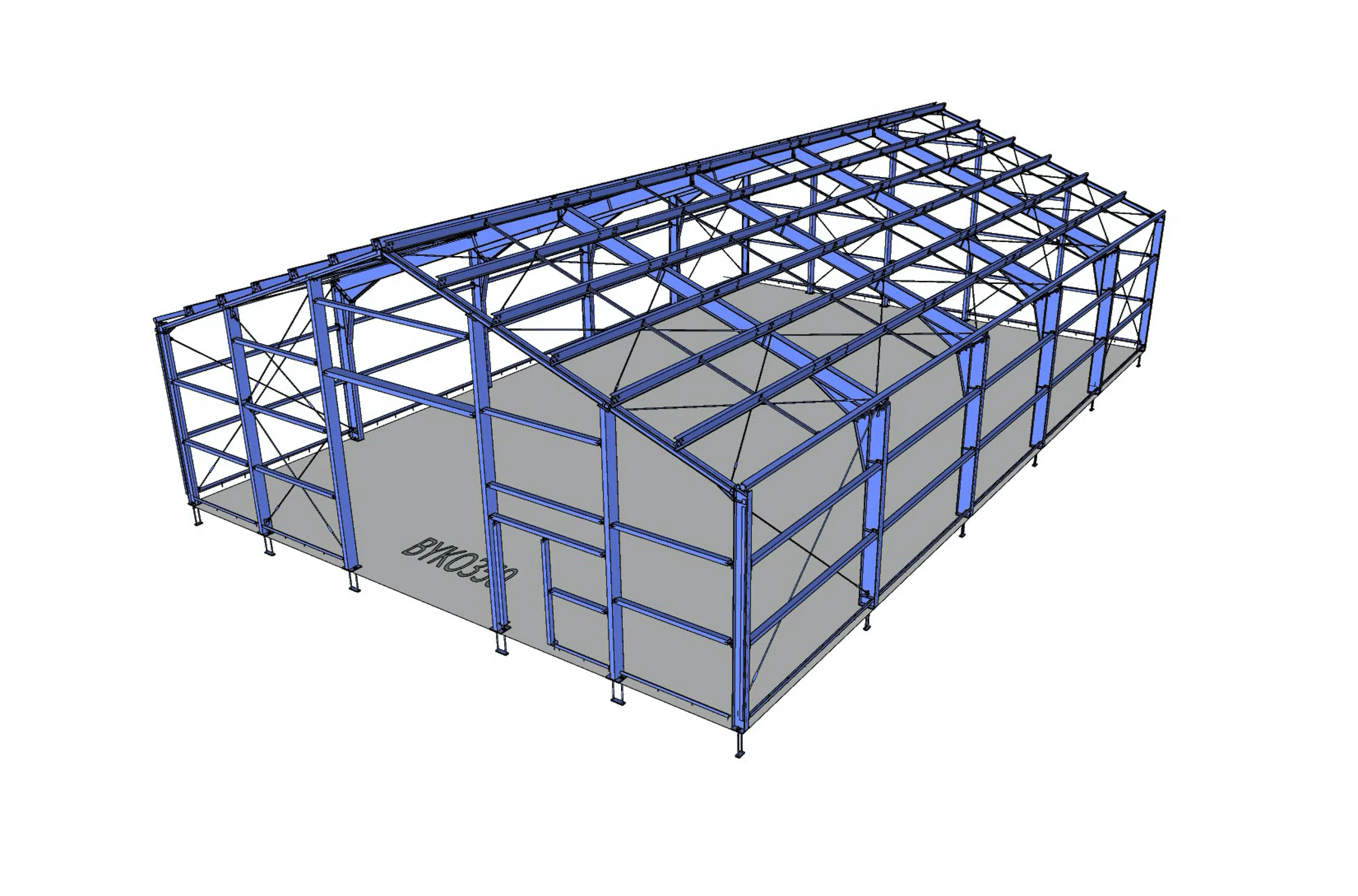 Teikning af 350 fermetra stálgrindarbyggingu frá BYKO