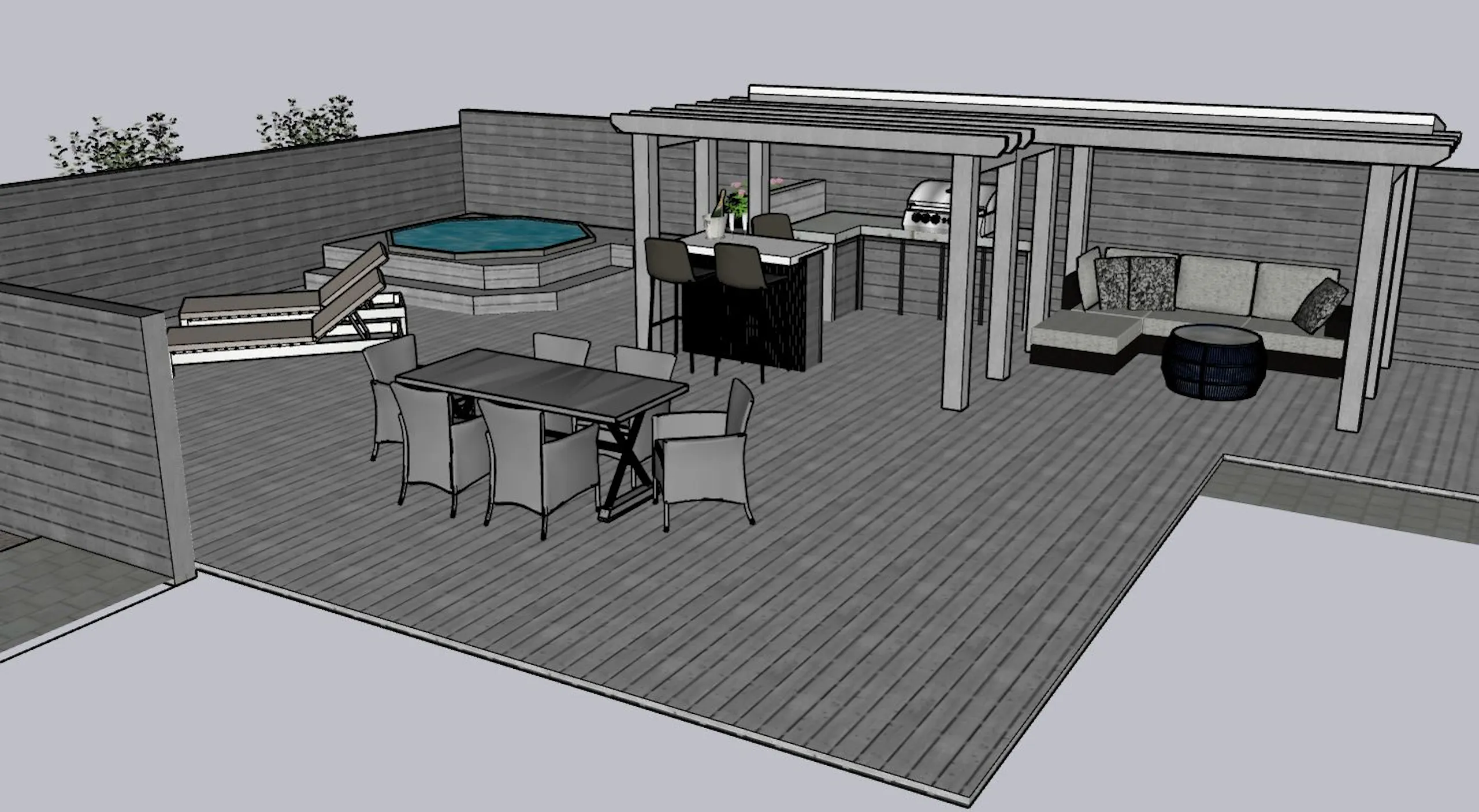 Teikning af palli með heitum potti