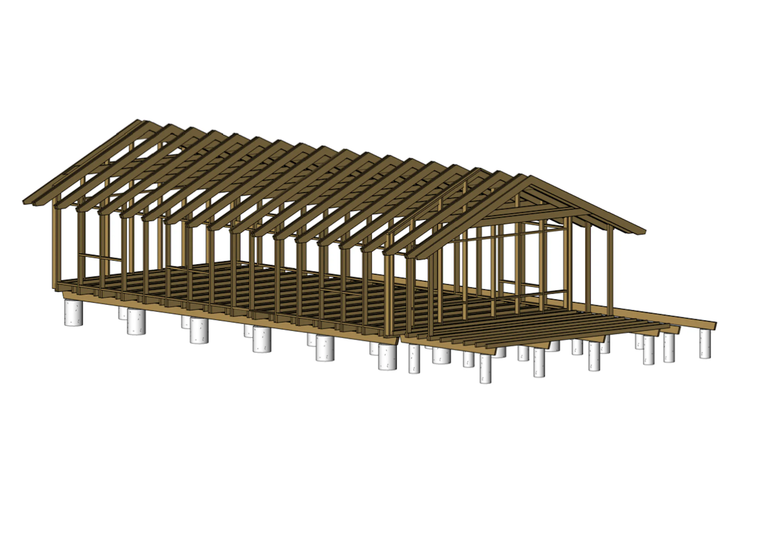 Teikning af burðarvirki rammahúss