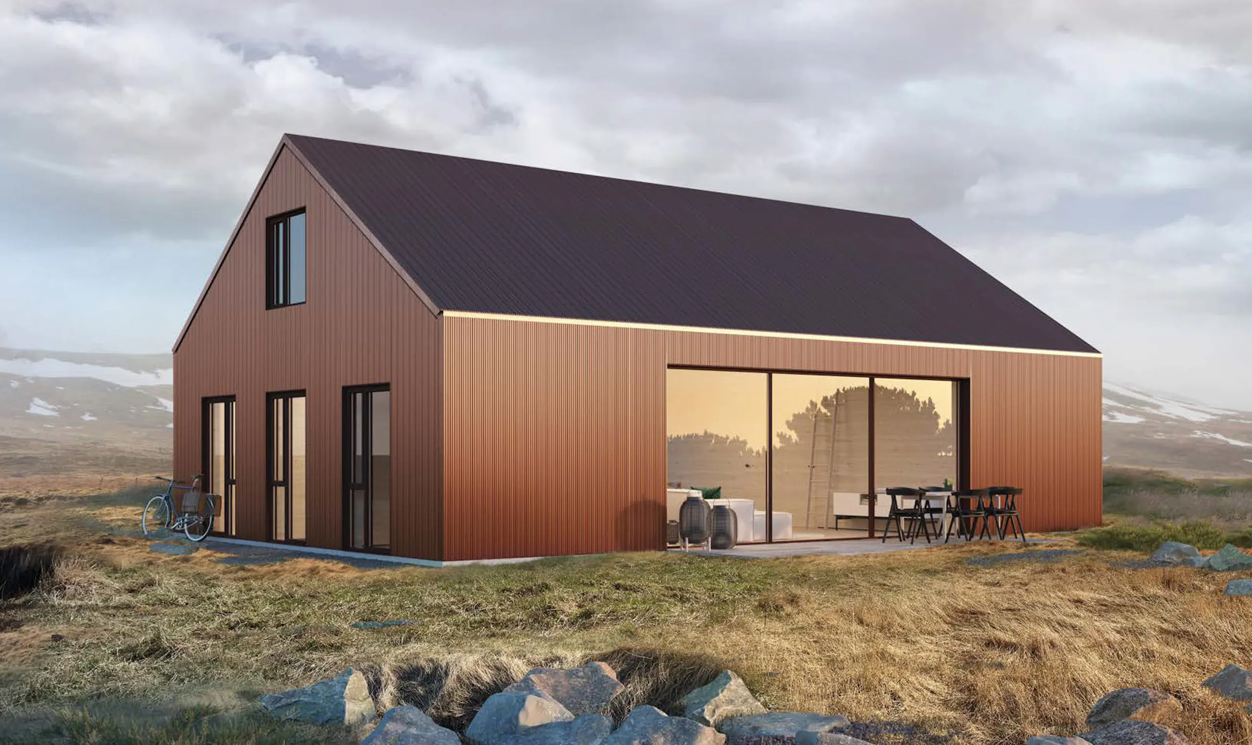 Tölvuteikning af M3 CLT húsi frá BYKO