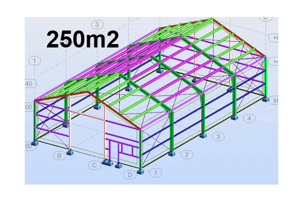 250 m2 stálgrindarhús
