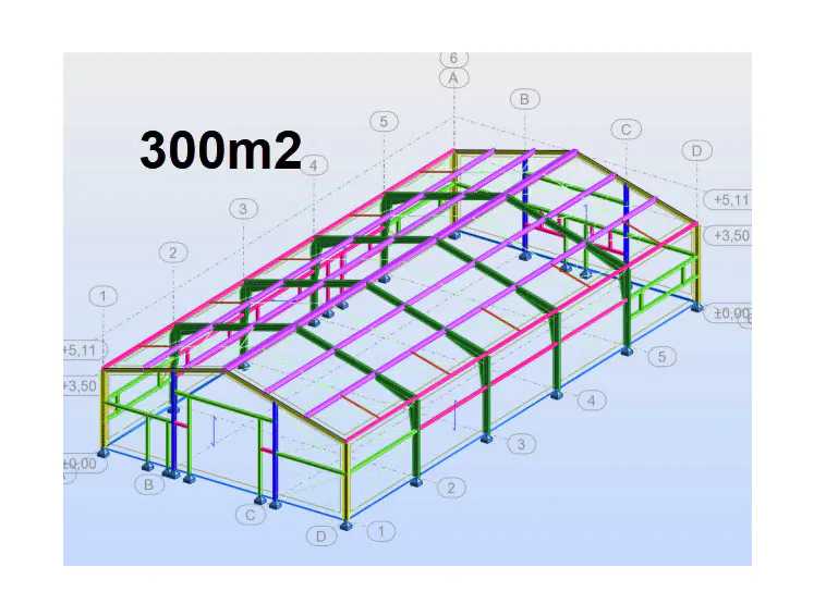 300 m2 stálgrindarhús