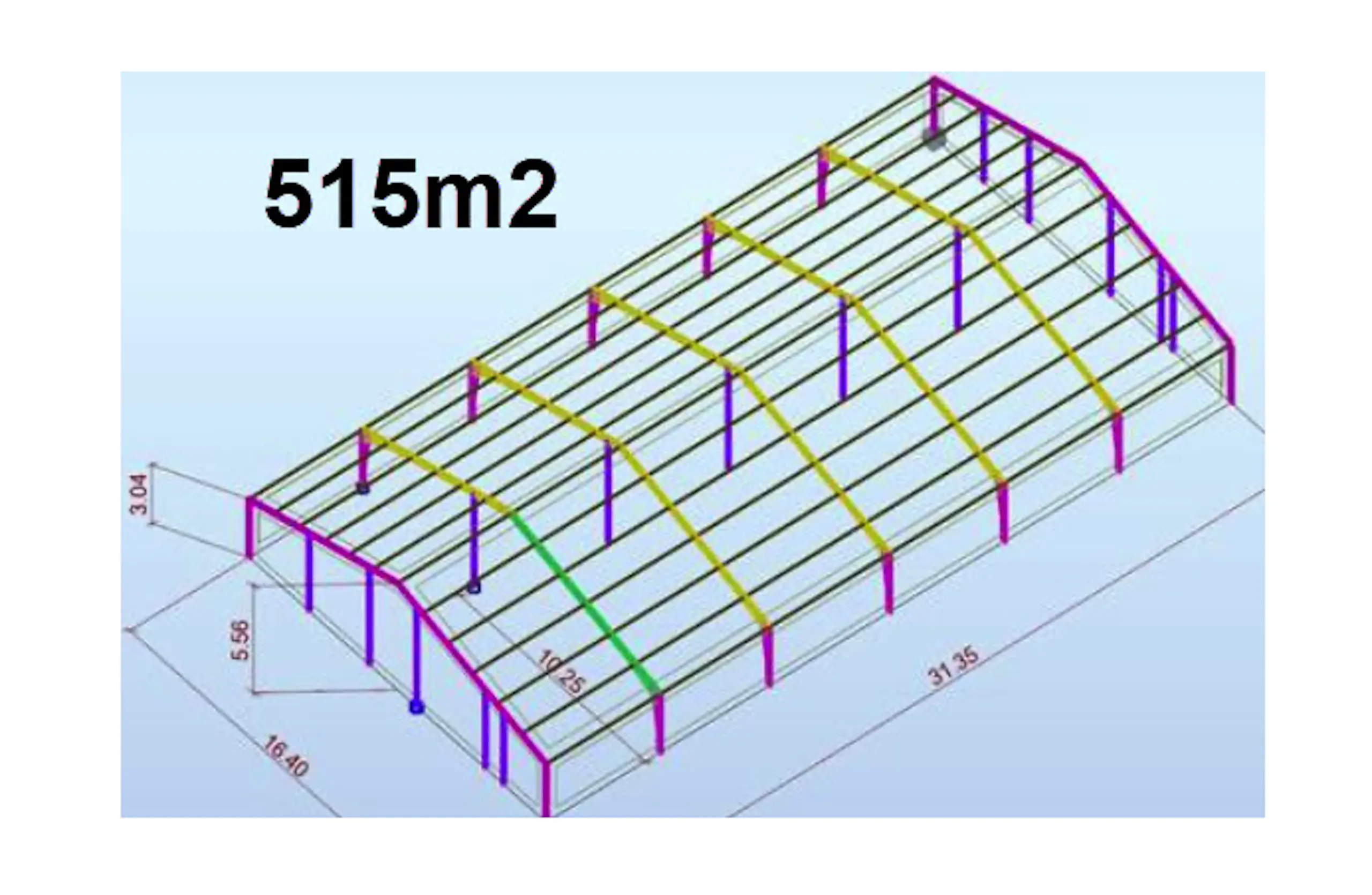 515 m2 stálgrindarhús frá BYKO