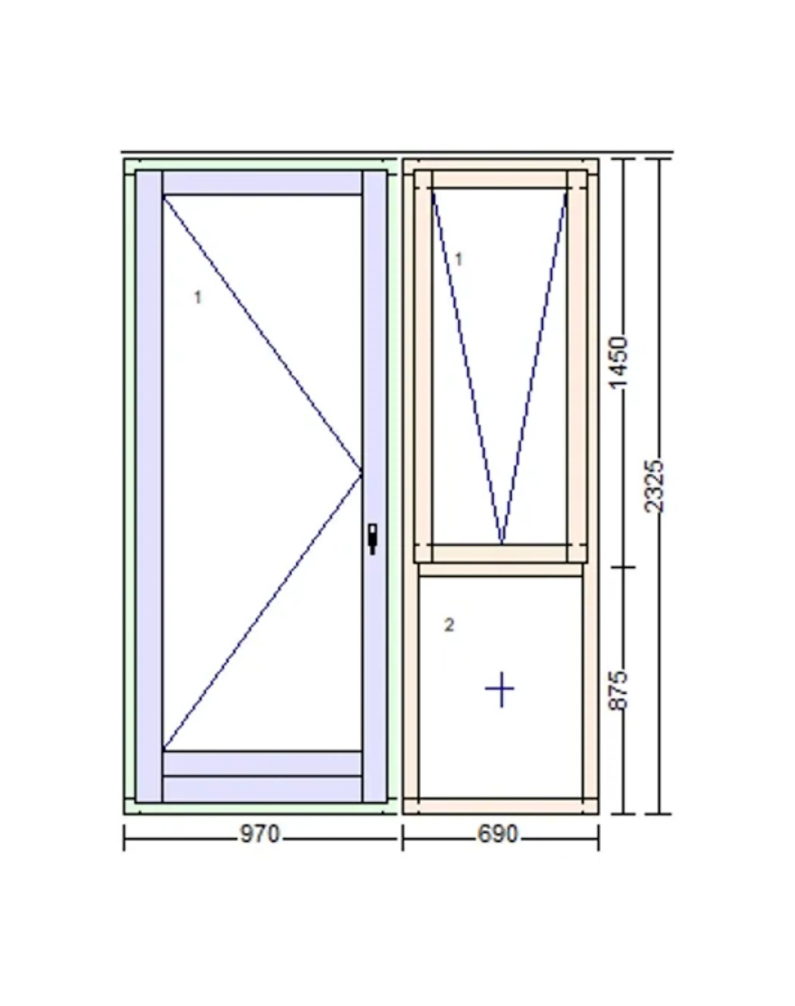 Ál/timbur Svalahurðafrontur 2325