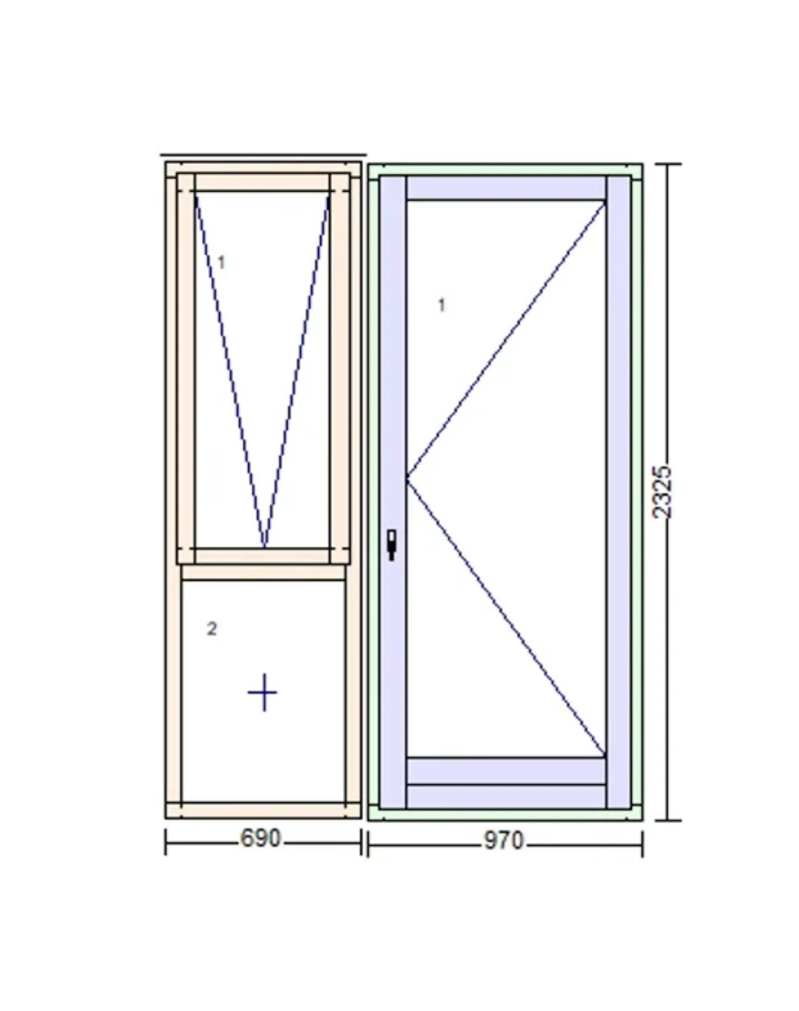 Ál/timbur Svalahurðafrontur 2325