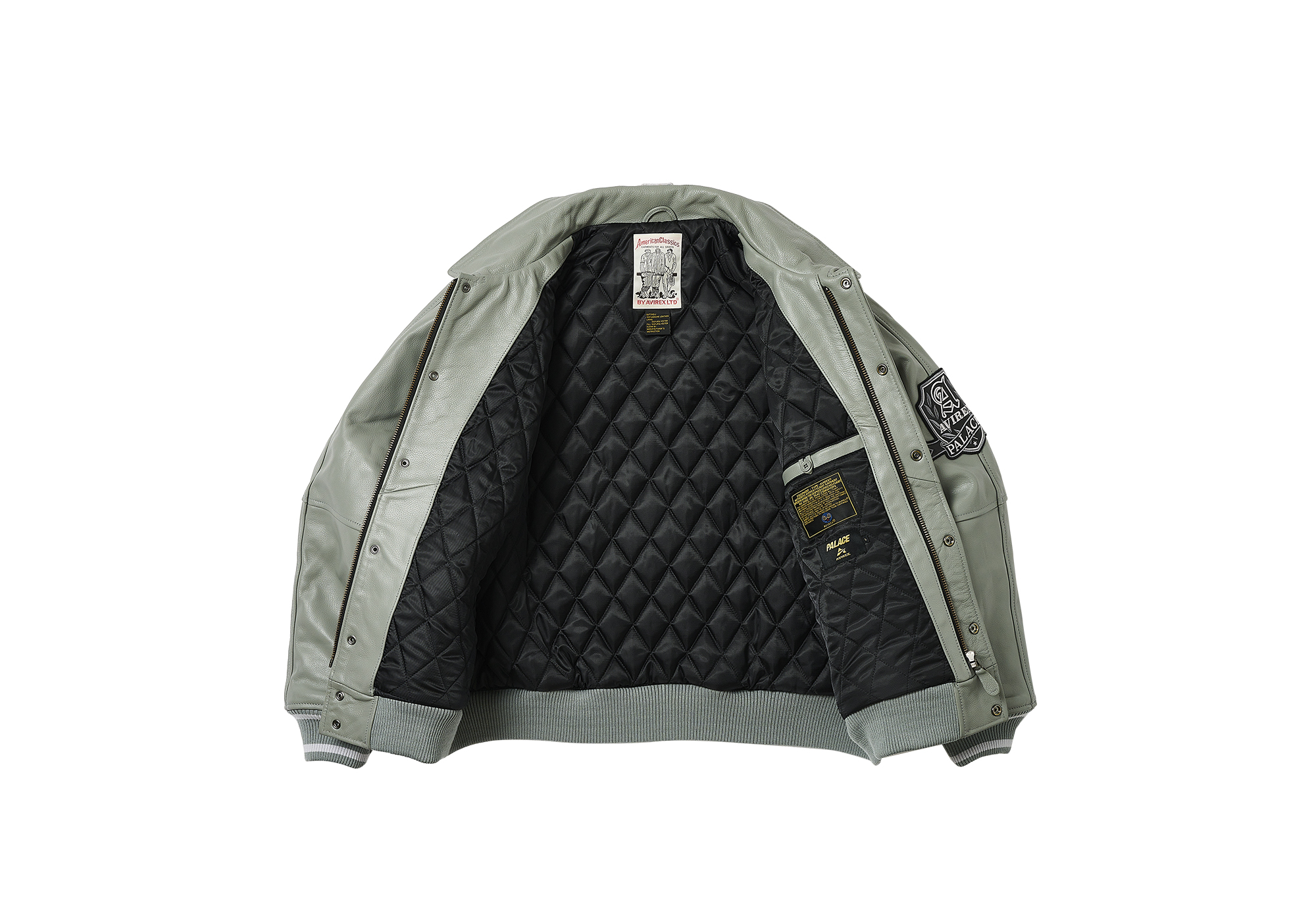 ジャケット・アウター PALACE X AVIREX LEATHER JACKET GREY PALACE AVIREX LEATHER JACKET | PALACE SKATEBOARDS