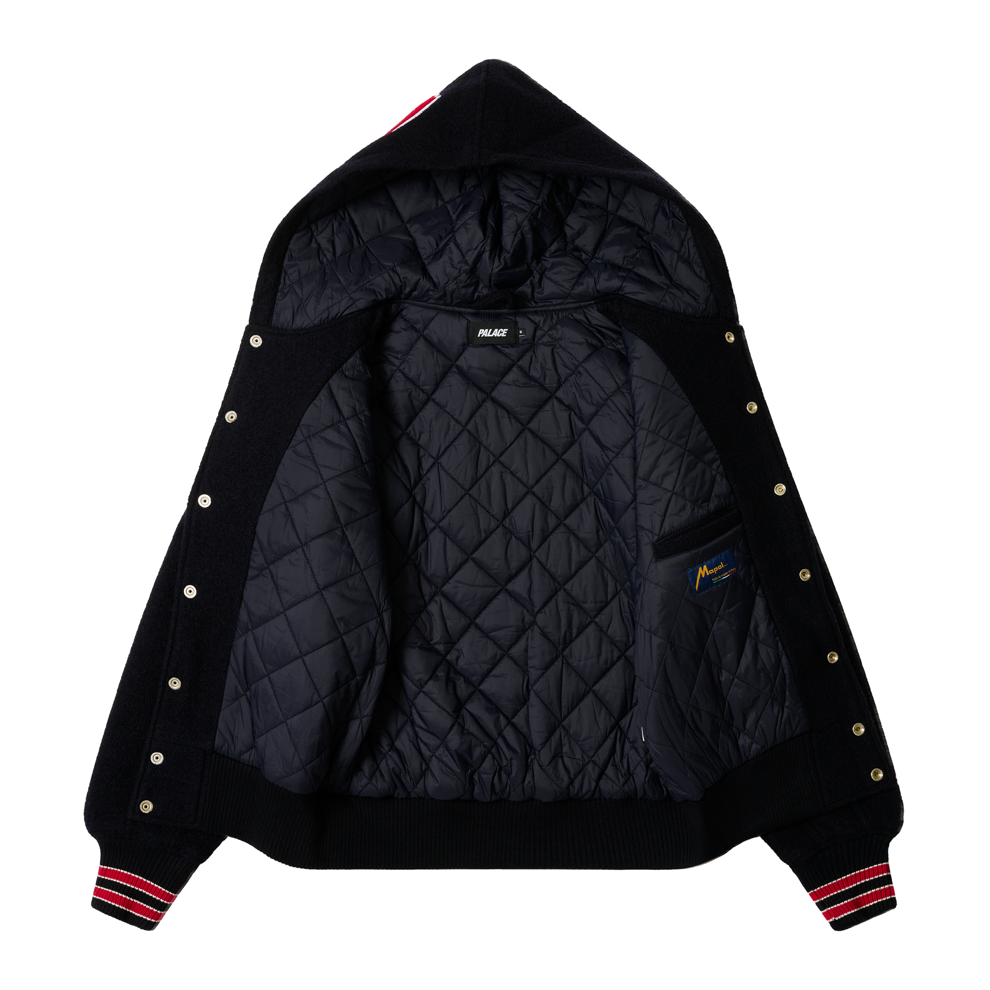 ジャケット・アウター PALACE hooded varsity jacket Palace Hooded Varsity Jacket Black Men's - FW24 - US