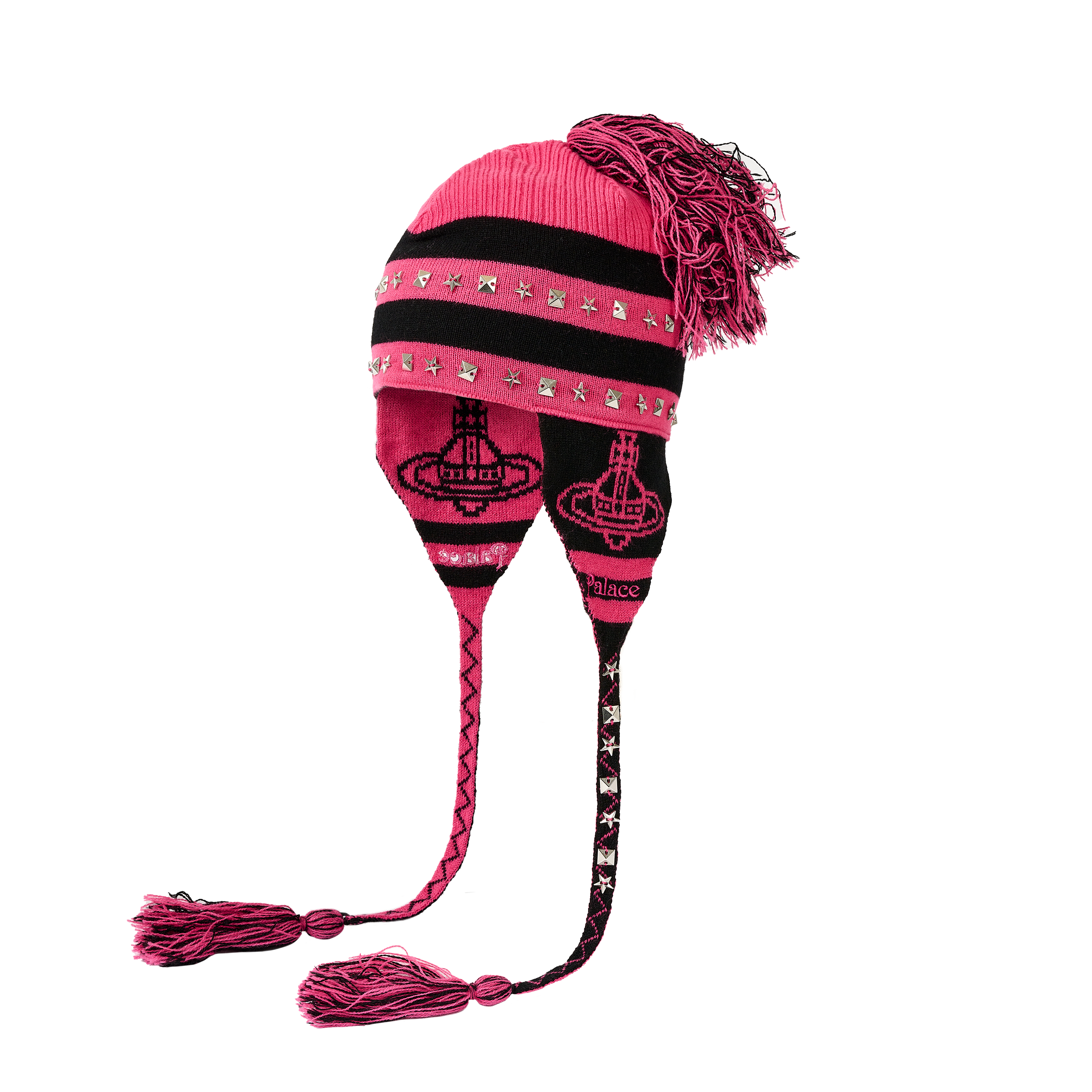 小物 PALACE VIVIENNE WESTWOOD EARFLAP BEANIE Palace x Vivienne Westwood Orb Knit Earflap Beanie Black