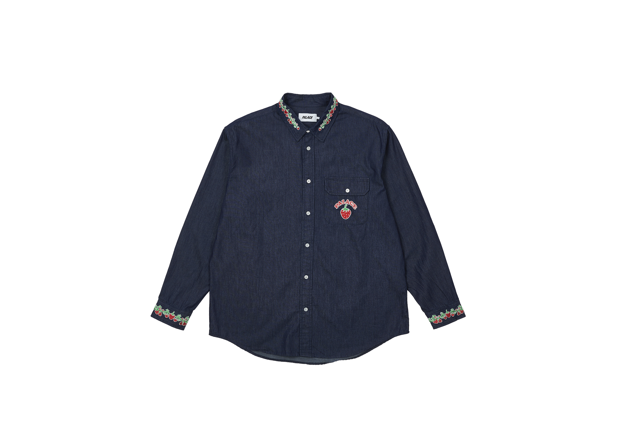 STRAWBERRY EMBROIDERY DENIM SHIRT | PALACE SKATEBOARDS