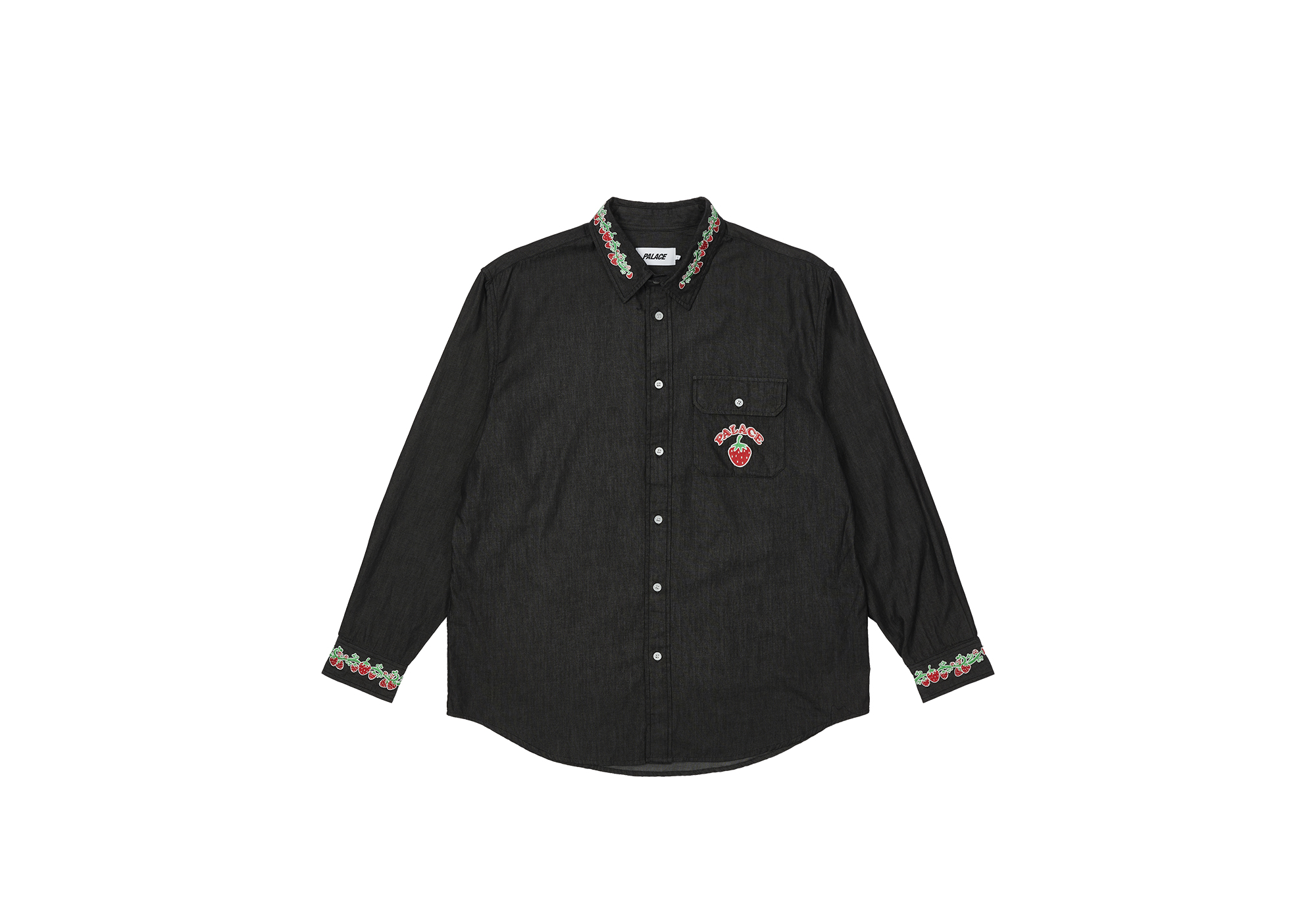 STRAWBERRY EMBROIDERY DENIM SHIRT | PALACE SKATEBOARDS